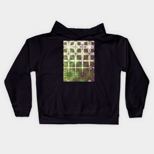 Green, Purple and Cream Window Frame Pattern - WelshDesignsTP003 Kids Hoodie